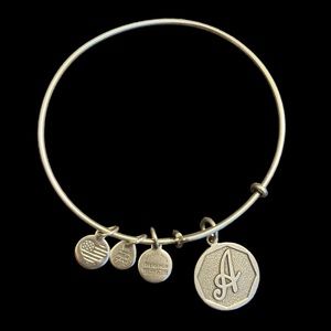 Alex and Ani Silver Initial Letter A  Adjustable Bangle Bracelet Charm